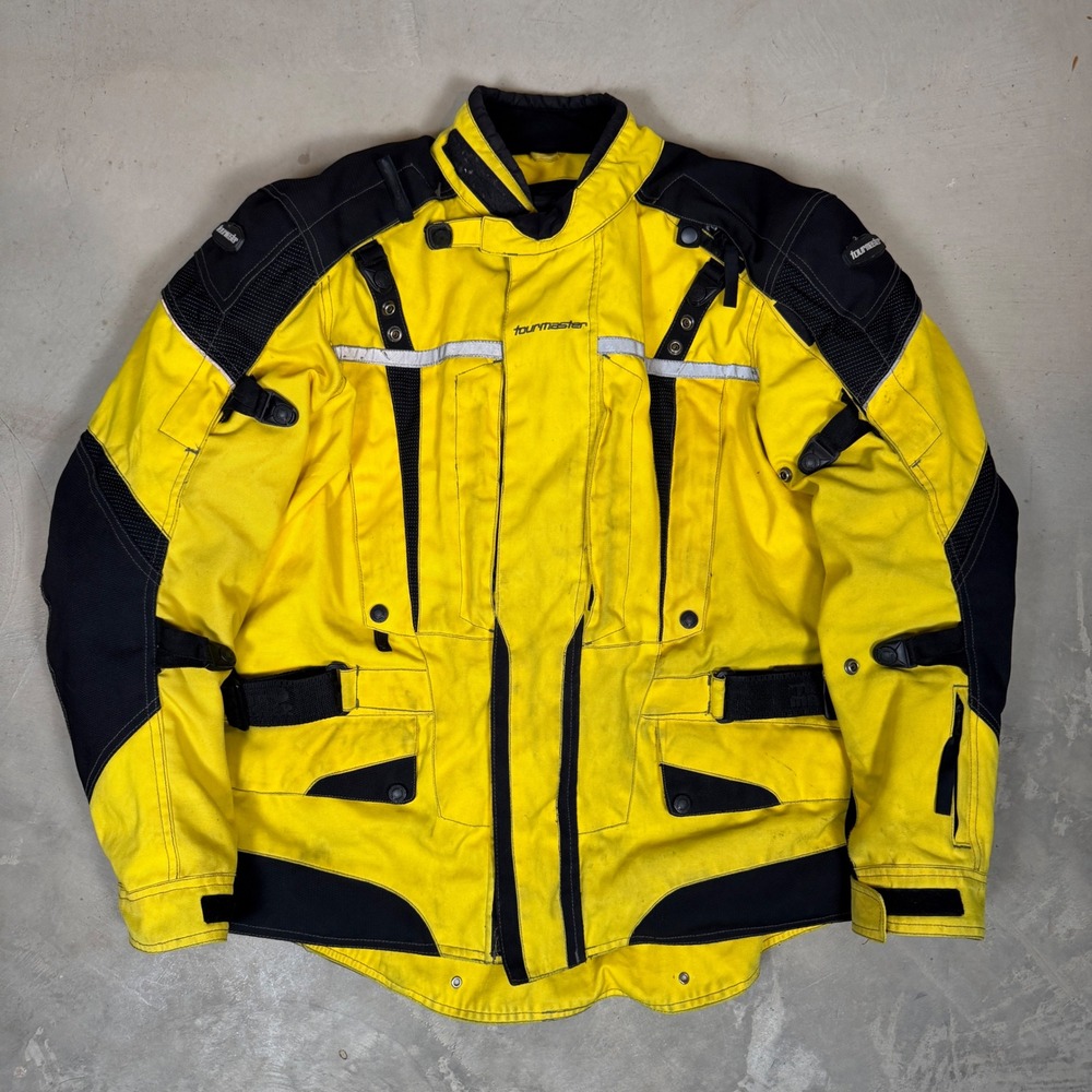 Tourmaster Transition Series 2 Motorcycle Jacket Mens Large L 44 Yellow Black